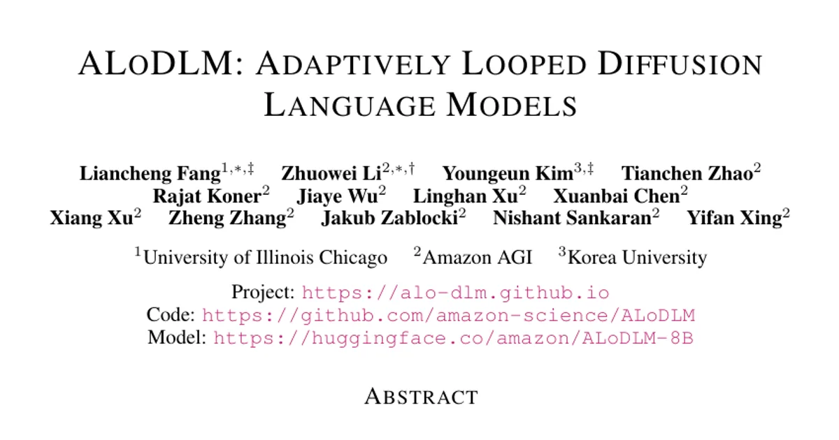 ALoDLM: Adaptively Looped Diffusion Language Models