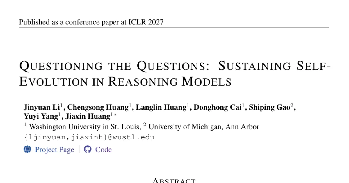 Questioning the Questions: Sustaining Self-Evolution in Reasoning Models
