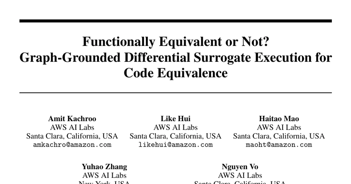 Functionally Equivalent or Not? Graph-Grounded Differential Surrogate Execution for Code Equivalence