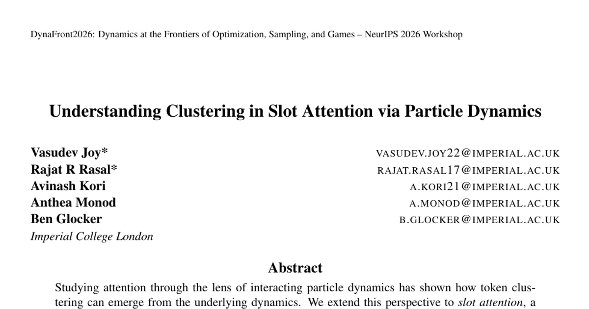 Understanding Clustering in Slot Attention via Particle Dynamics