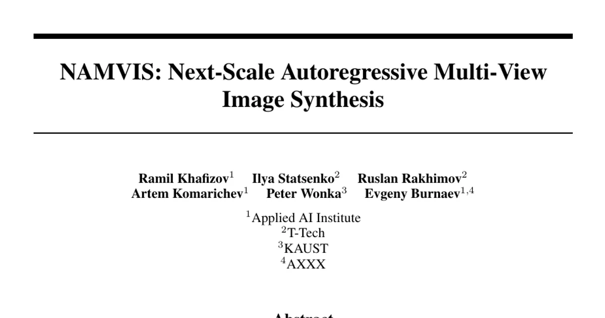 NAMVIS: Next-Scale Autoregressive Multi-View Image Synthesis