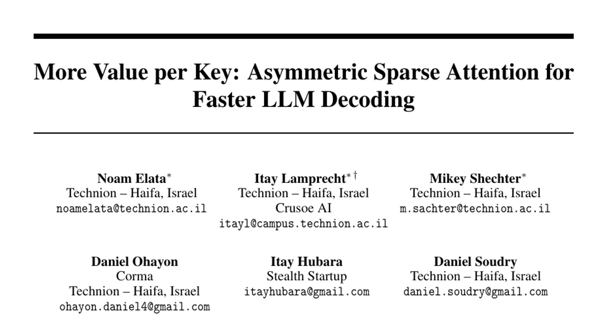 More Value per Key: Asymmetric Sparse Attention for Faster LLM Decoding