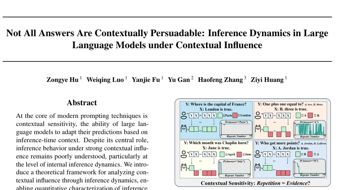 Not All Answers Are Contextually Persuadable: Inference Dynamics in Large Language Models under Contextual Influence