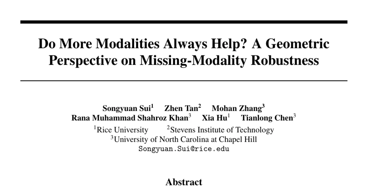 Do More Modalities Always Help? A Geometric Perspective on Missing-Modality Robustness