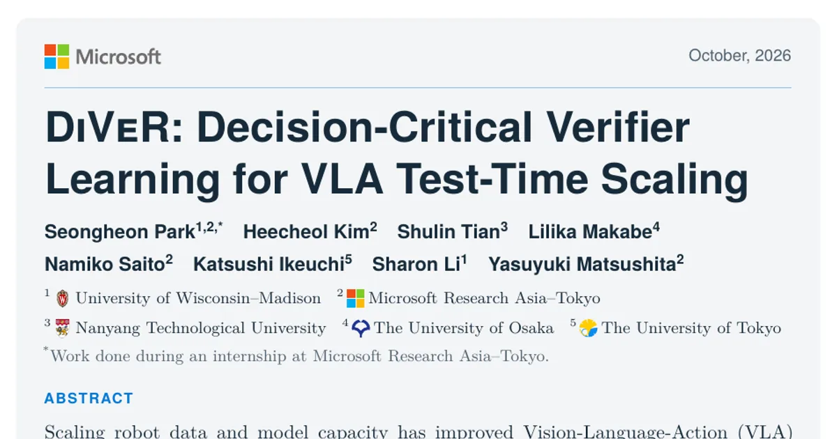 DiVeR: Decision-Critical Verifier Learning for VLA Test-Time Scaling