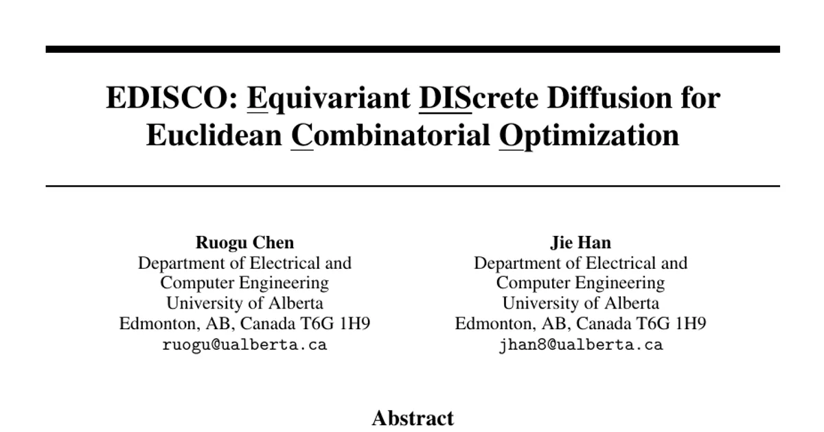 EDISCO: Equivariant DIScrete Diffusion for Euclidean Combinatorial Optimization