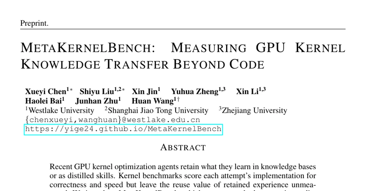 MetaKernelBench: Measuring GPU Kernel Knowledge Transfer Beyond Code