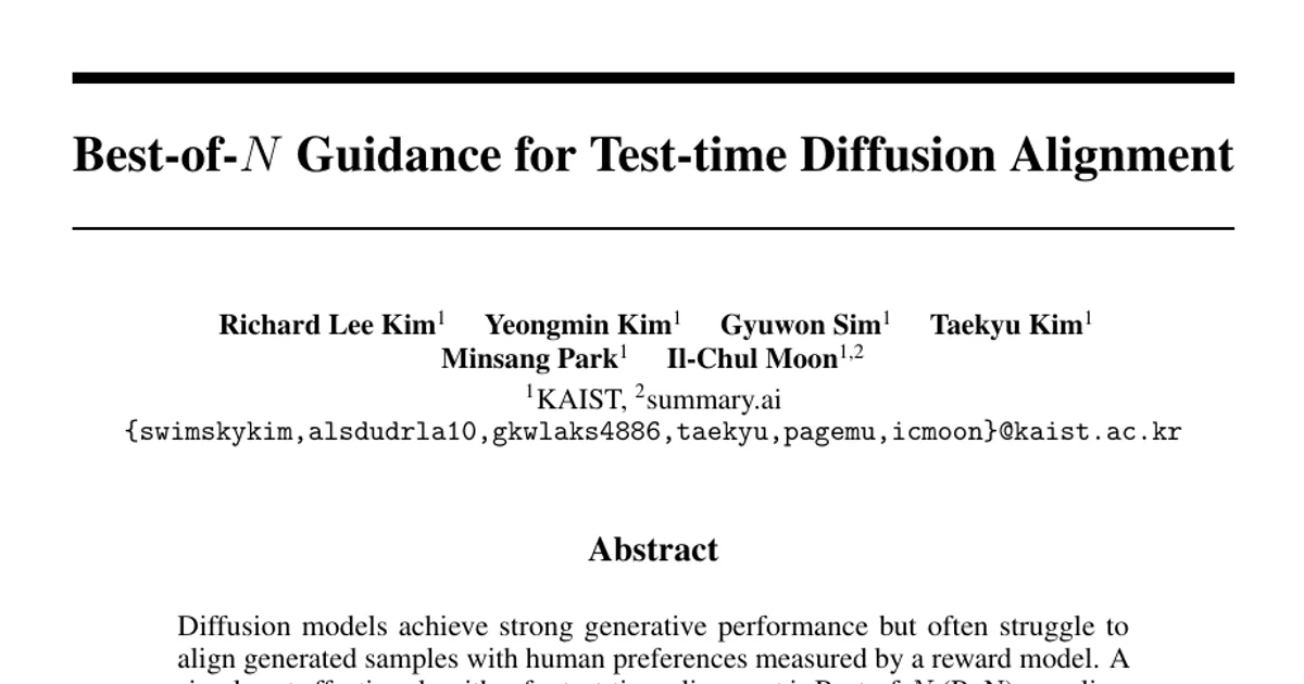 Best-of-$N$ Guidance for Test-time Diffusion Alignment