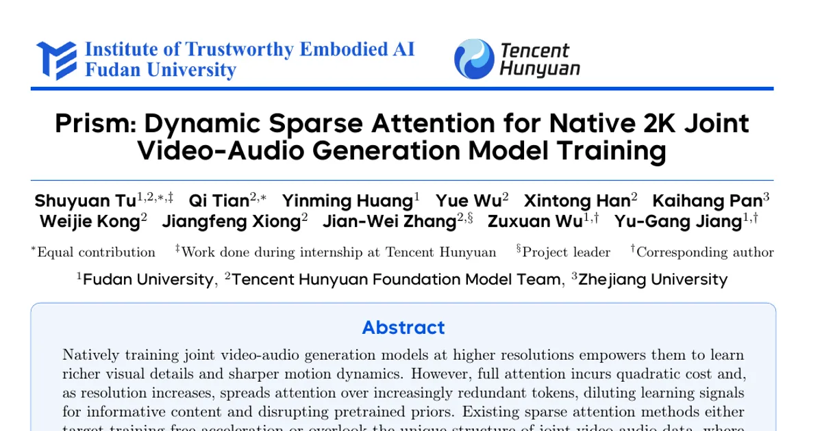 Prism: Dynamic Sparse Attention for Native 2K Joint Video-Audio Generation Model Training