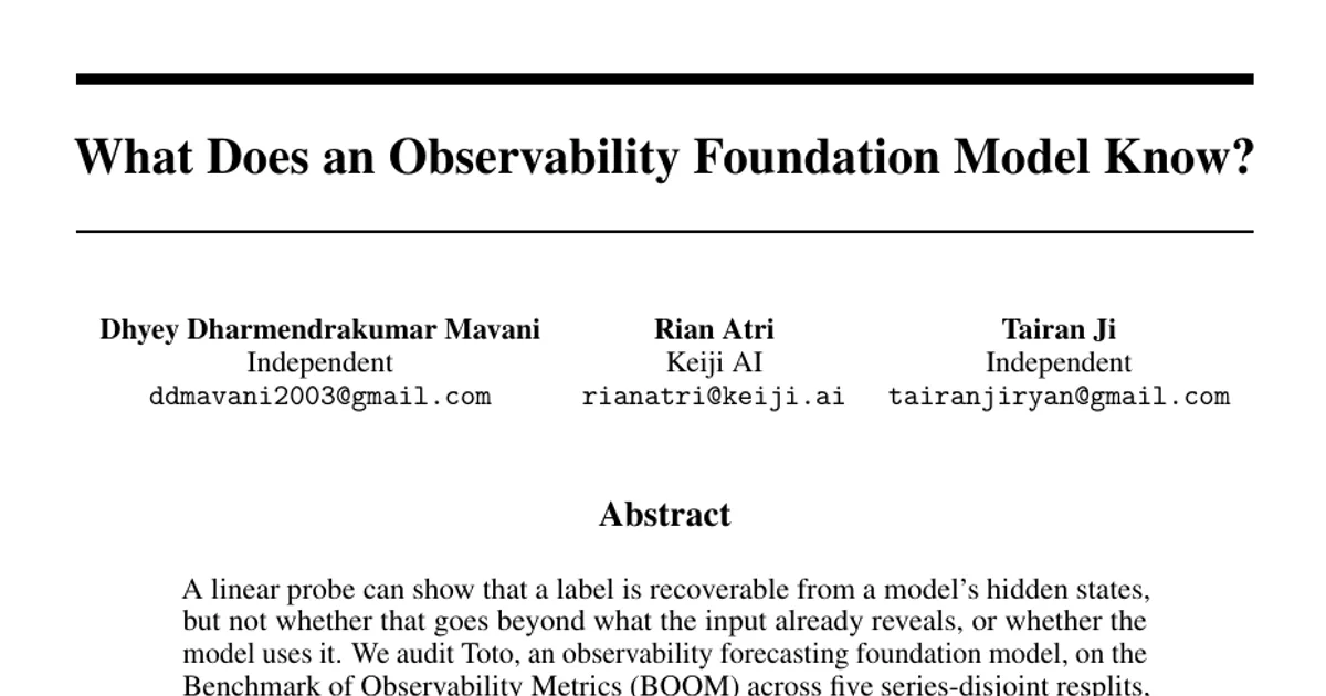 What Does an Observability Foundation Model Know?
