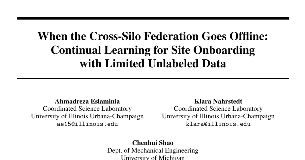 When the Cross-Silo Federation Goes Offline: Continual Learning for Site Onboarding with Limited Unlabeled Data