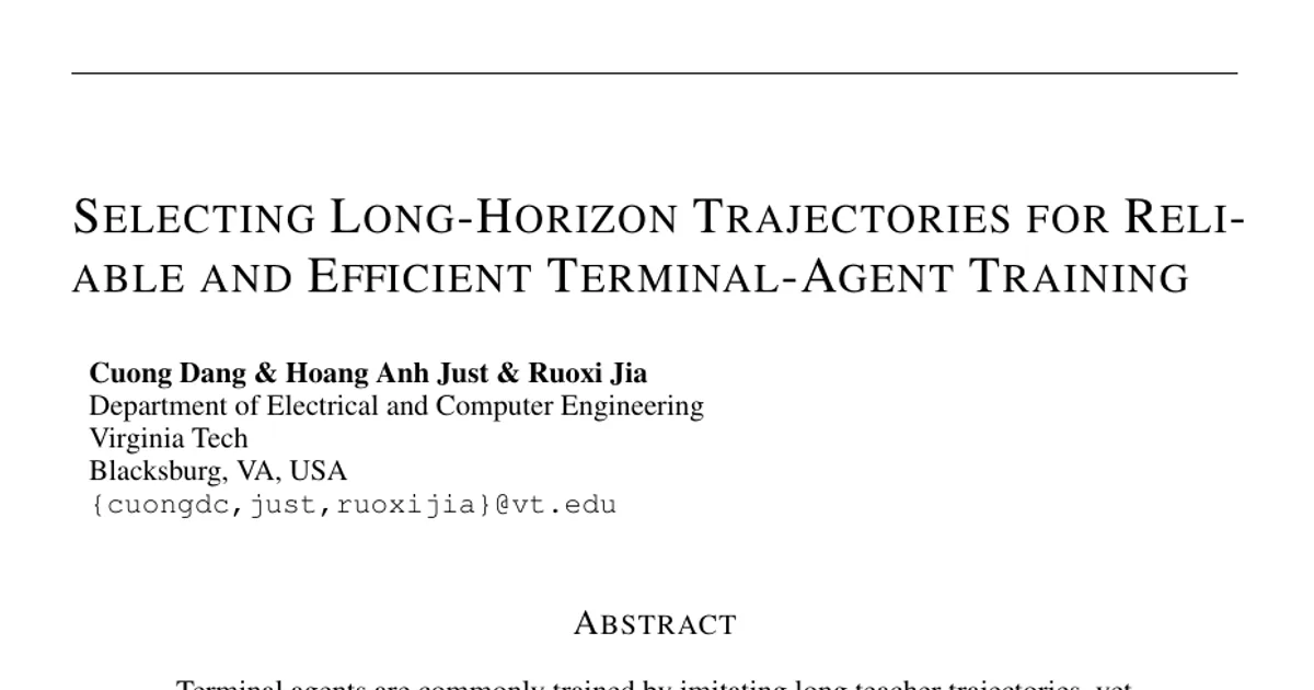 Selecting Long-Horizon Trajectories for Reliable and Efficient Terminal-Agent Training