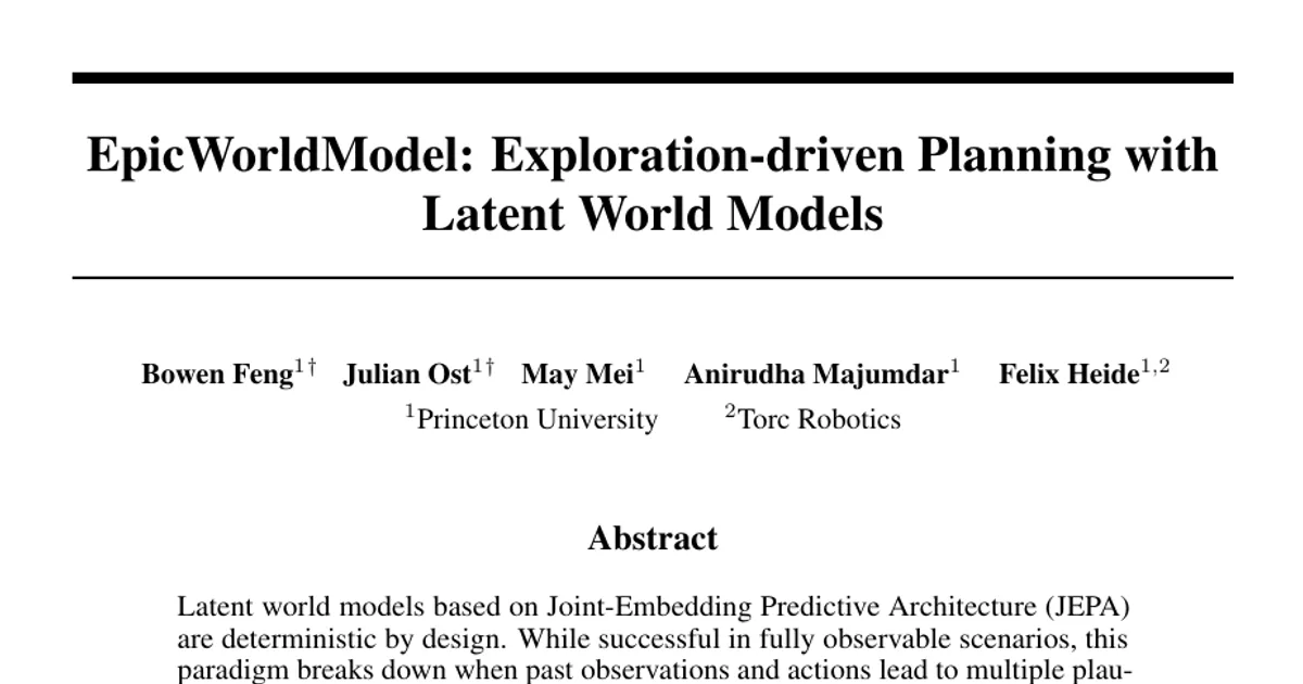 EpicWorldModel: Exploration-driven Planning with Latent World Models