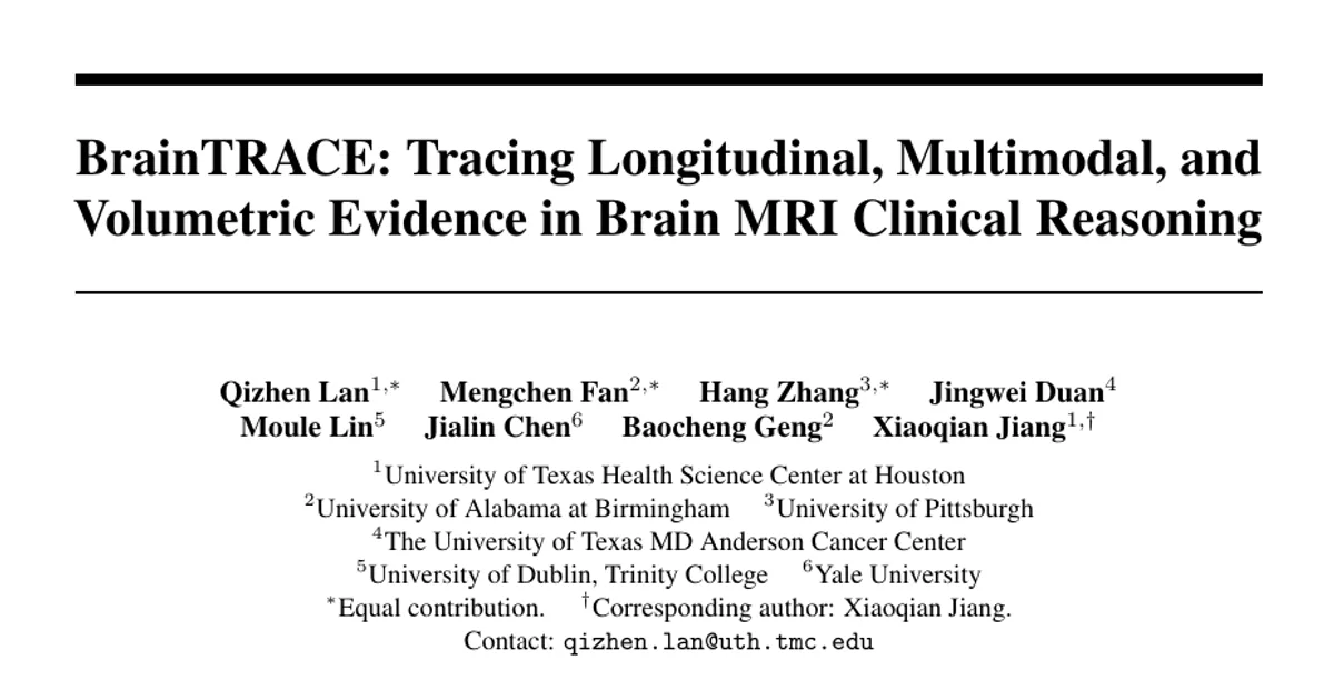 BrainTRACE: Tracing Longitudinal, Multimodal, and Volumetric Evidence in Brain MRI Clinical Reasoning