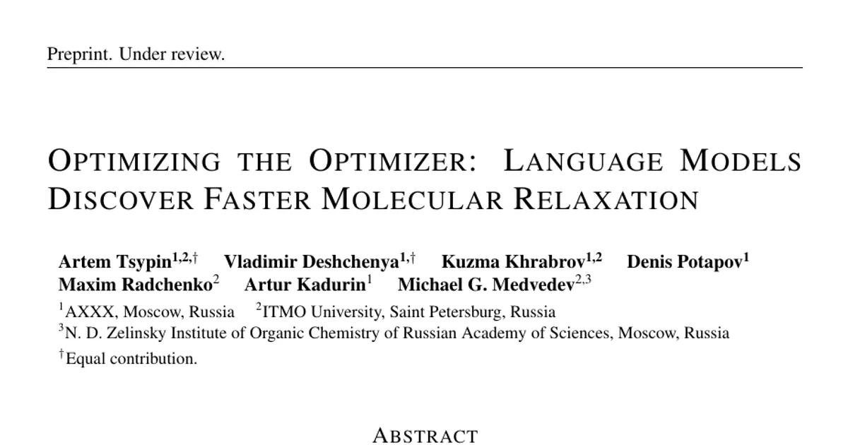 Optimizing the Optimizer: Language Models Discover Faster Molecular Relaxation