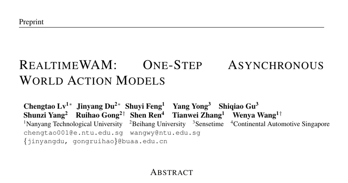 RealtimeWAM: One-Step Asynchronous World Action Models
