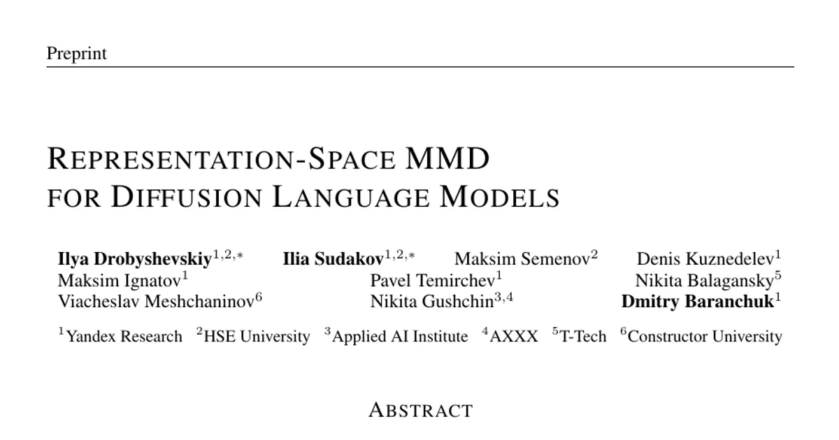 Representation-Space MMD for Diffusion Language Models