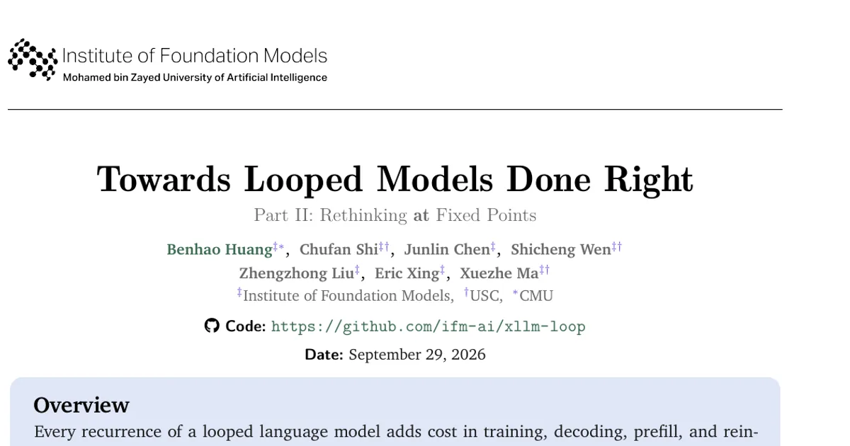 Towards Looped Models Done Right, Part II: Rethinking at Fixed Points