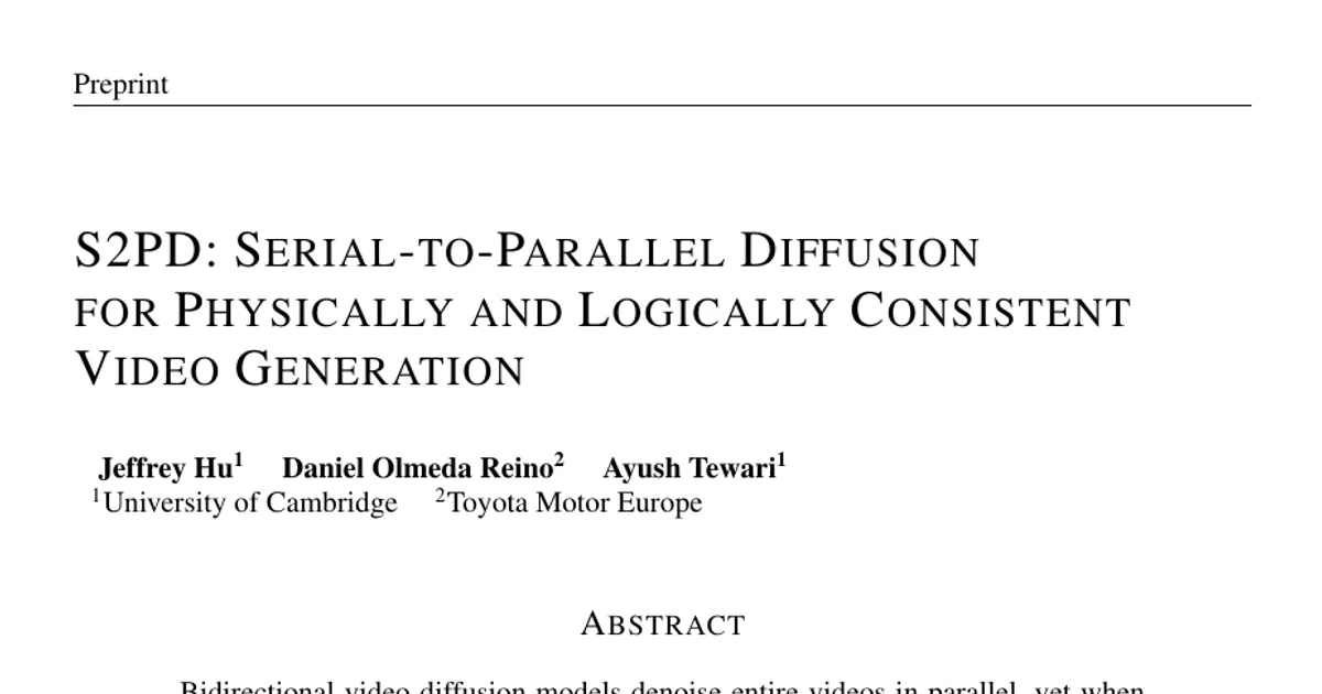 S2PD: Serial-to-Parallel Diffusion for Physically and Logically Consistent Video Generation