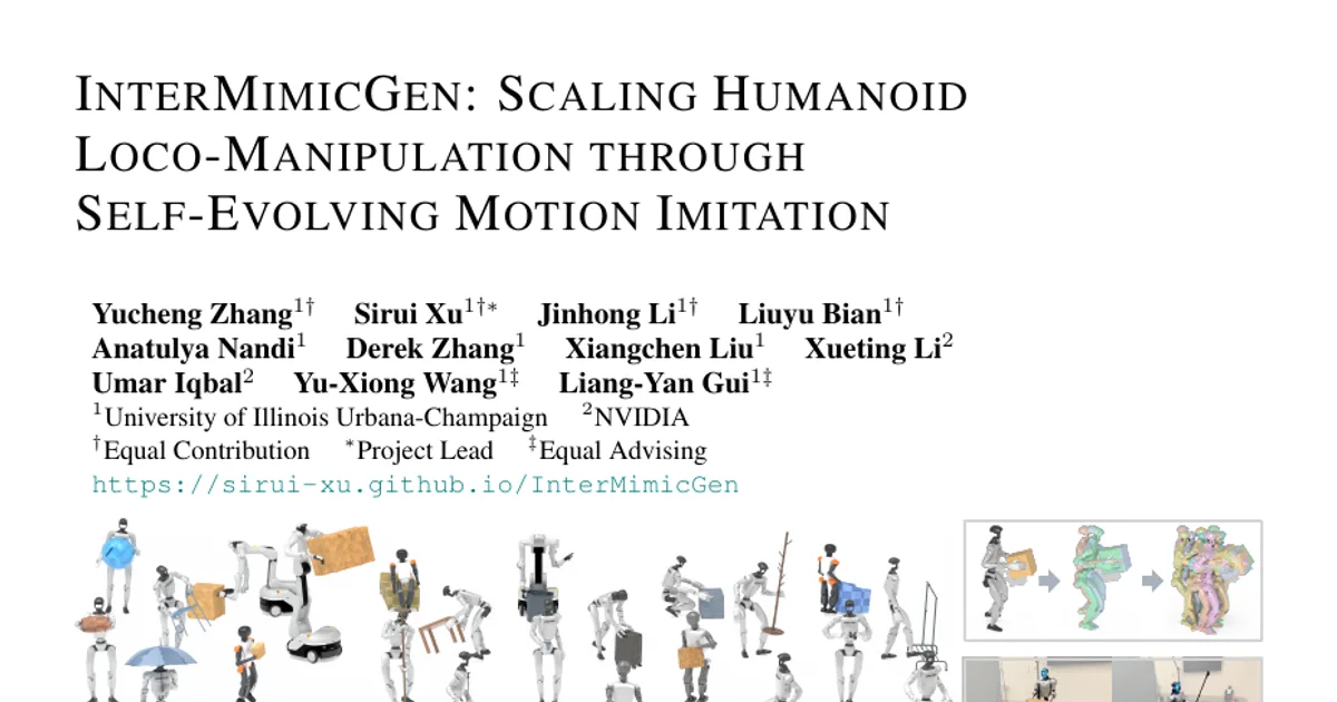 InterMimicGen: Scaling Humanoid Loco-Manipulation through Self-Evolving Motion Imitation