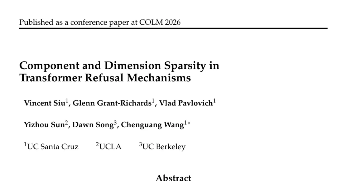 Component and Dimension Sparsity in Transformer Refusal Mechanisms