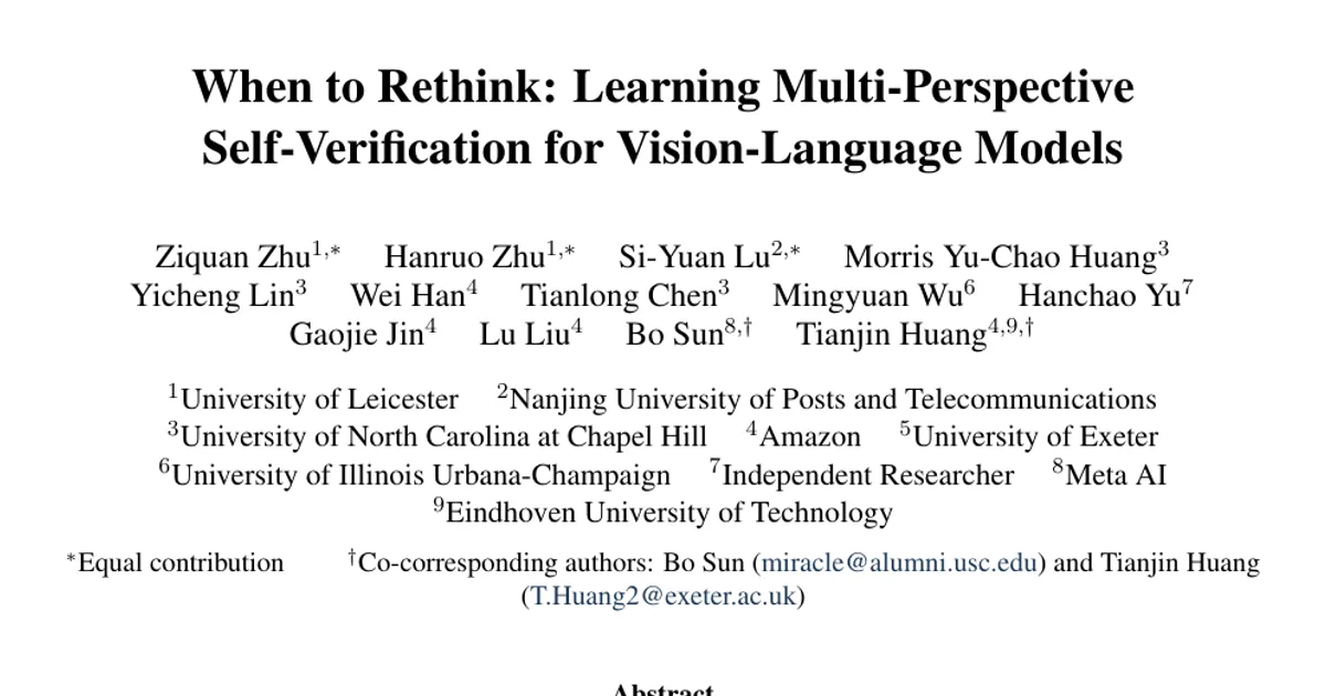 When to Rethink: Learning Multi-Perspective Self-Verification for Vision-Language Models