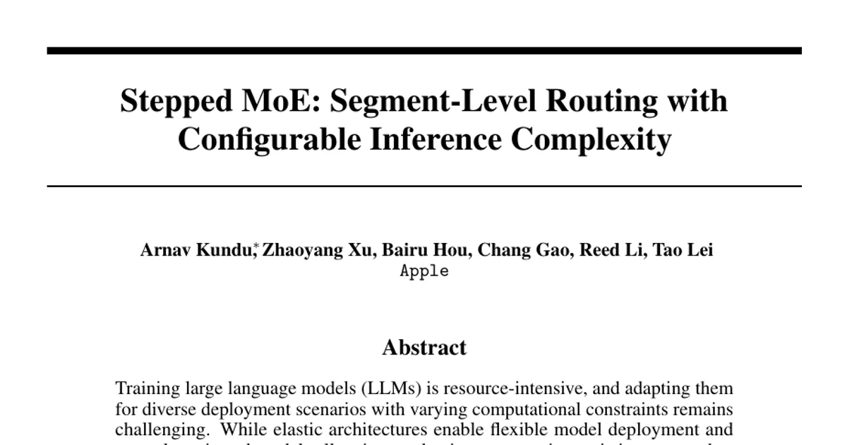 Stepped MoE: Segment-Level Routing with Configurable Inference Complexity