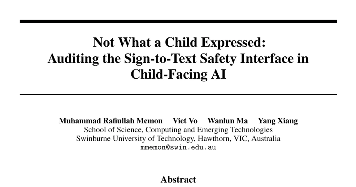 Not What a Child Expressed: Auditing the Sign-to-Text Safety Interface in Child-Facing AI