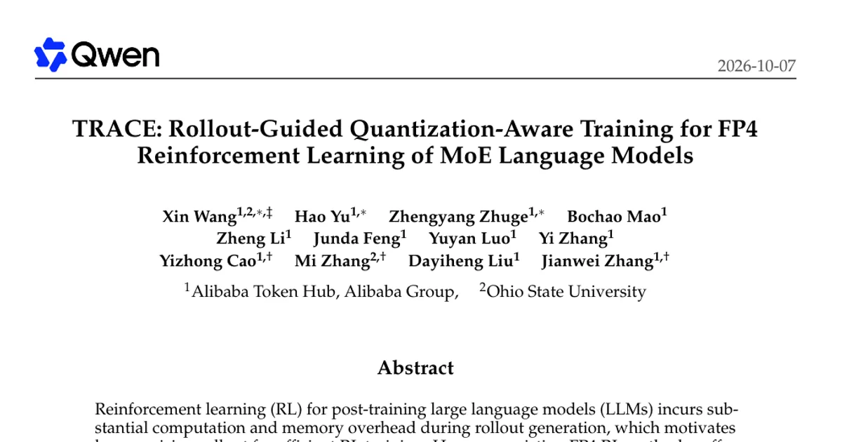TRACE: Rollout-Guided Quantization-Aware Training for FP4 Reinforcement Learning of MoE Language Models