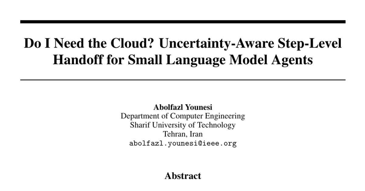Do I Need the Cloud? Uncertainty-Aware Step-Level Handoff for Small Language Model Agents