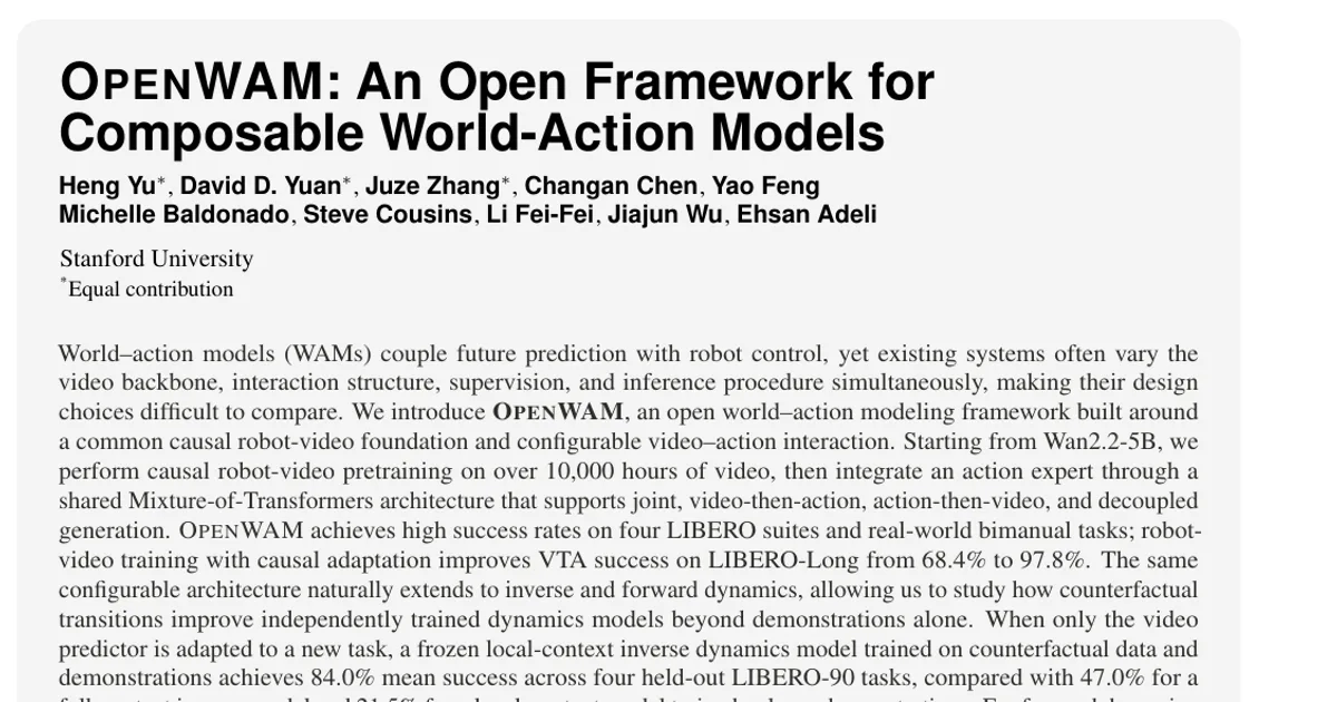 OpenWAM: An Open Framework for Composable World-Action Models