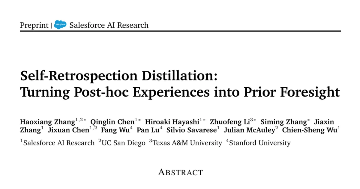 Self-Retrospection Distillation: Turning Post-hoc Experiences into Prior Foresight