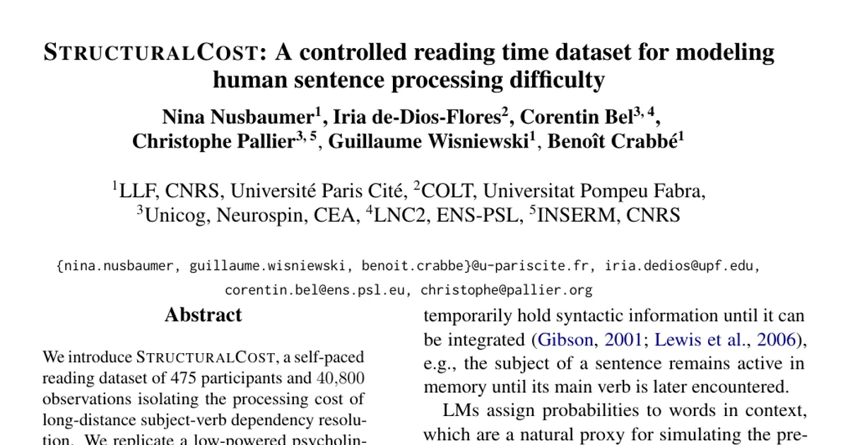 STRUCTURALCOST: A controlled reading time dataset for modeling human sentence processing difficulty