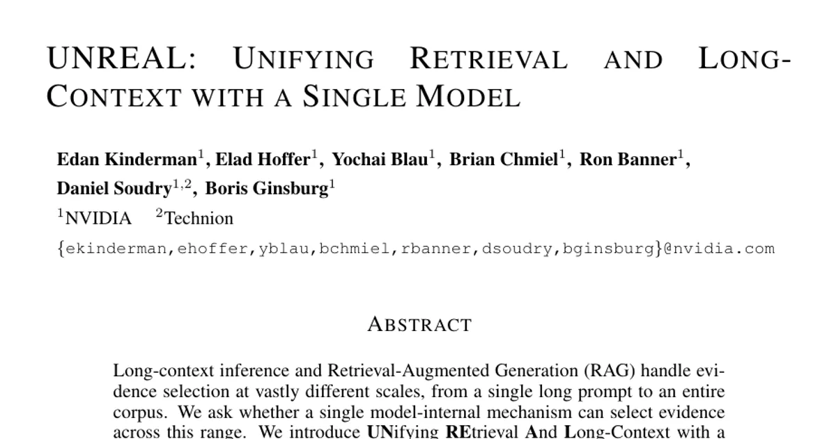 UNREAL: Unifying Retrieval and Long-Context with a Single Model