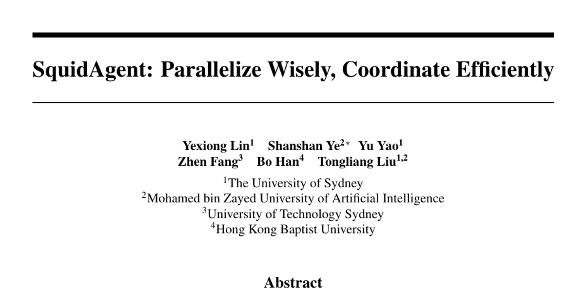 SquidAgent: Parallelize Wisely, Coordinate Efficiently