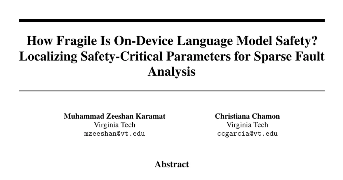 How Fragile Is On-Device Language Model Safety? Localizing Safety-Critical Parameters for Sparse Fault Analysis