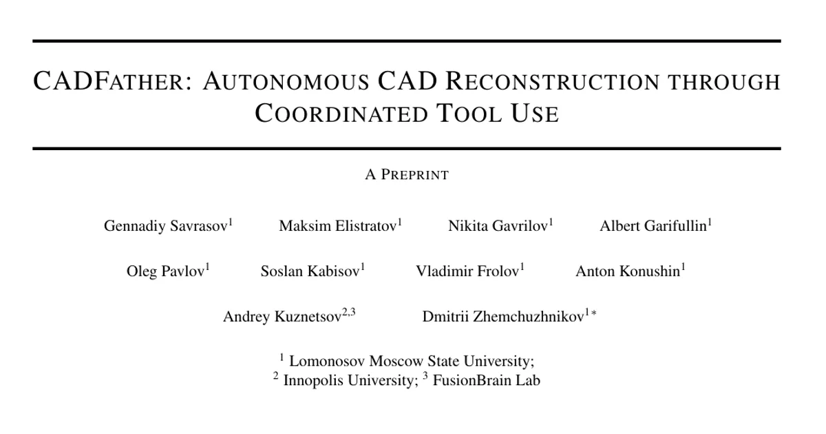 CADFather: Autonomous CAD Reconstruction through Coordinated Tool Use