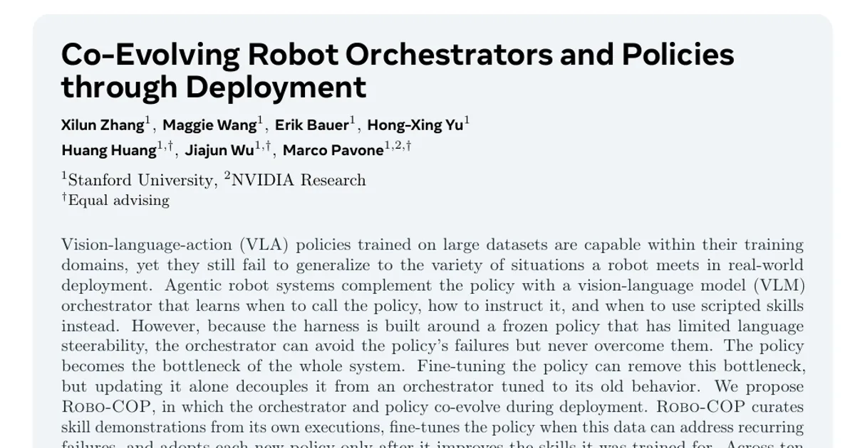 Co-Evolving Robot Orchestrators and Policies through Deployment