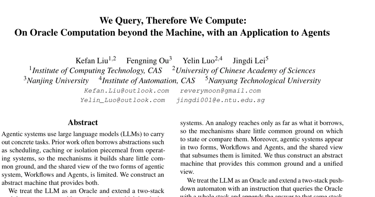 We Query, Therefore We Compute: On Oracle Computation beyond the Machine, with an Application to Agents