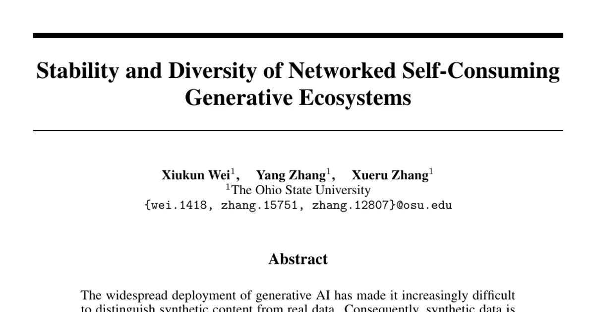 Stability and Diversity of Networked Self-Consuming Generative Ecosystems