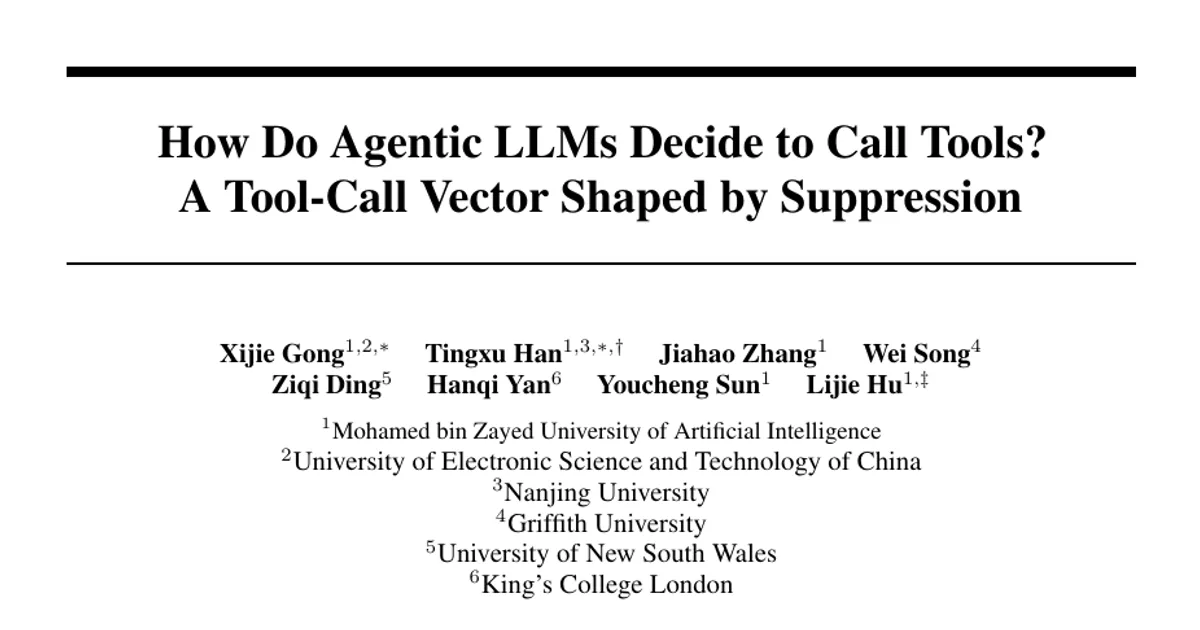 How Do Agentic LLMs Decide to Call Tools? A Tool-Call Vector Shaped by Suppression
