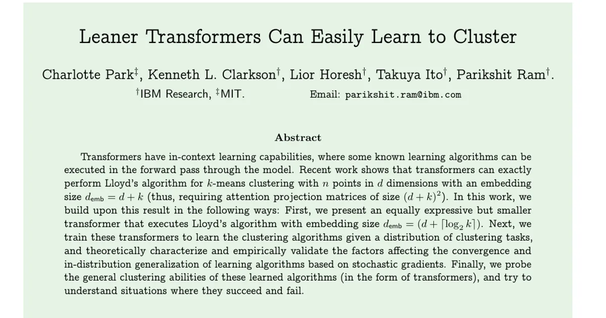 Leaner Transformers Can Easily Learn to Cluster