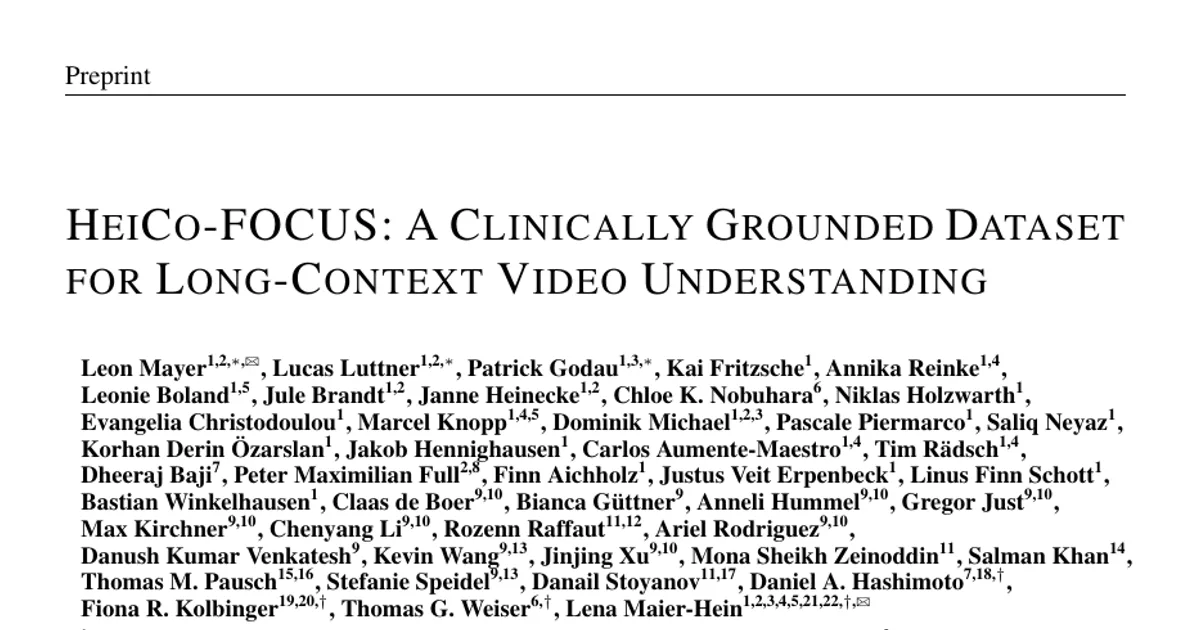 HeiCo-FOCUS: A Clinically Grounded Dataset for Long-Context Video Understanding