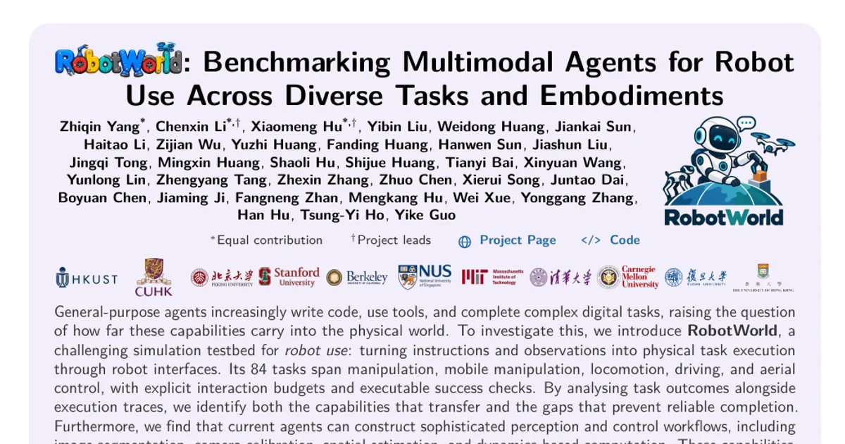 RobotWorld: Benchmarking Multimodal Agents for Robot Use Across Diverse Tasks and Embodiments
