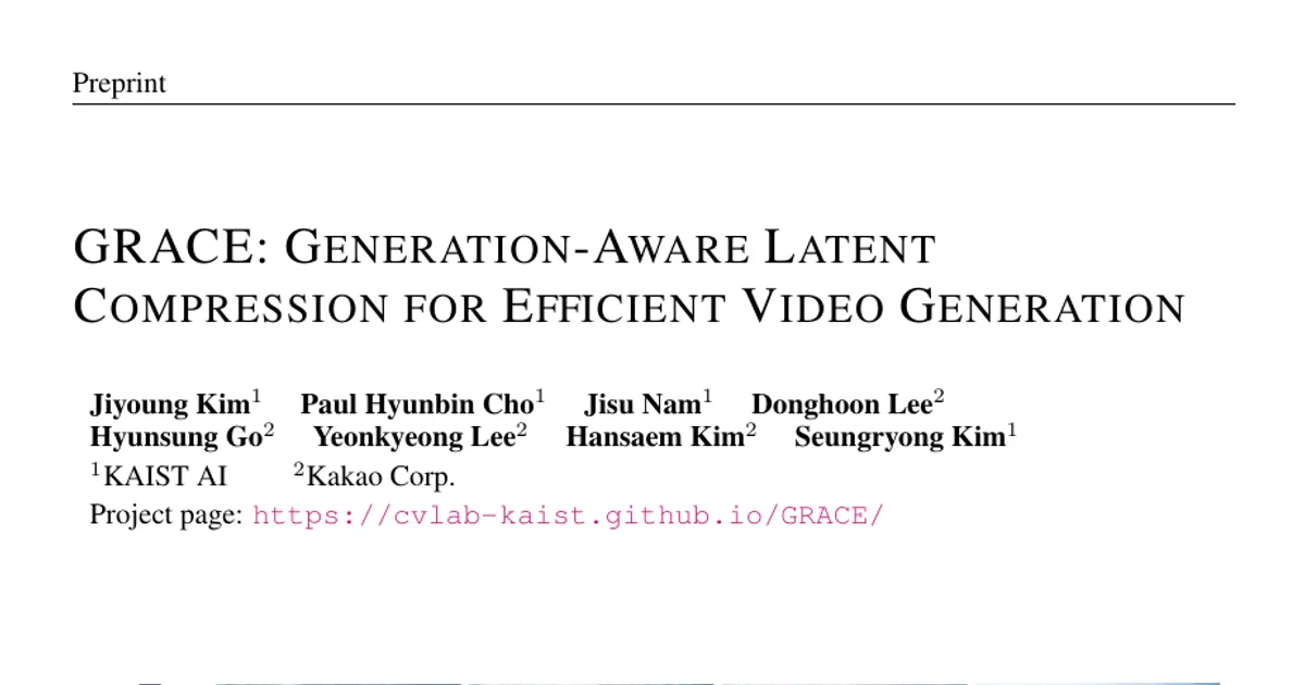 GRACE: Generation-aware latent compression for efficient video generation
