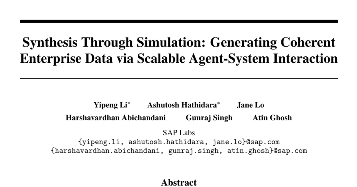 Synthesis Through Simulation: Generating Coherent Enterprise Data via Scalable Agent-System Interaction