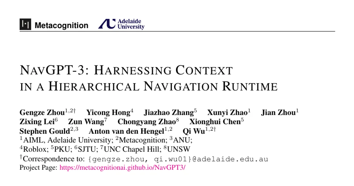 NavGPT-3: Harnessing Context in a Hierarchical Navigation Runtime