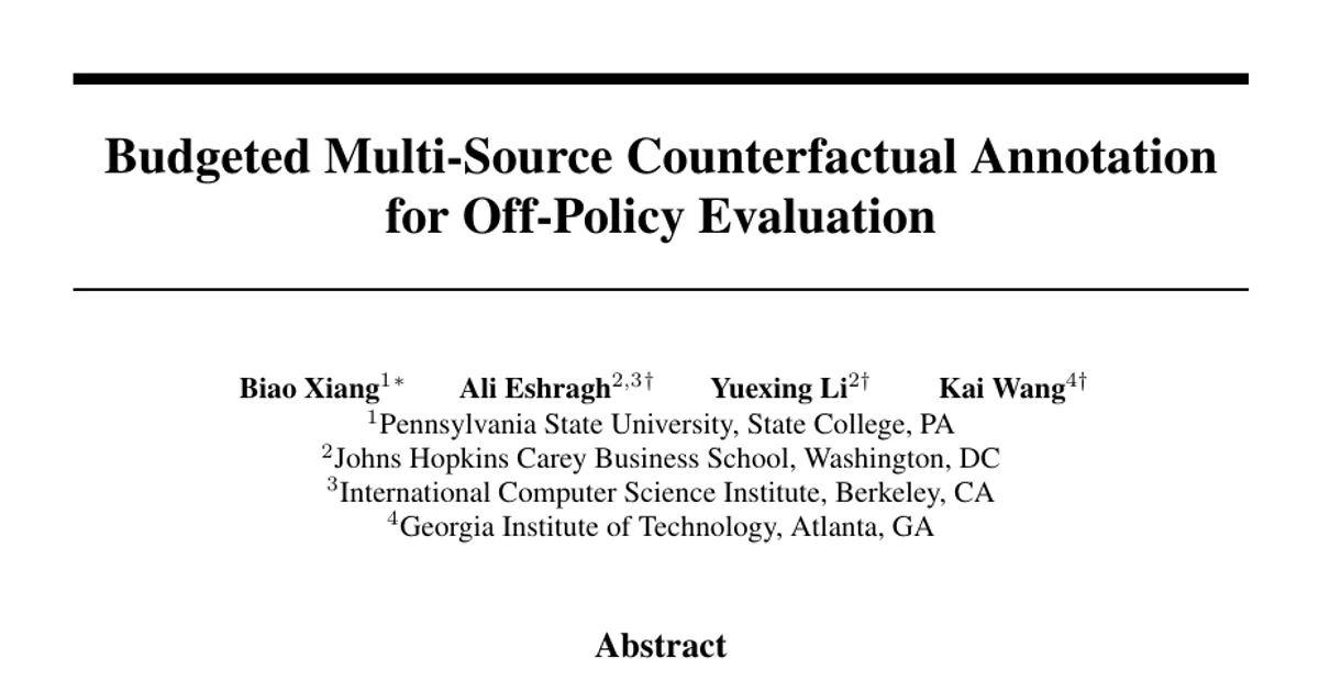 Budgeted Multi-Source Counterfactual Annotation for Off-Policy Evaluation