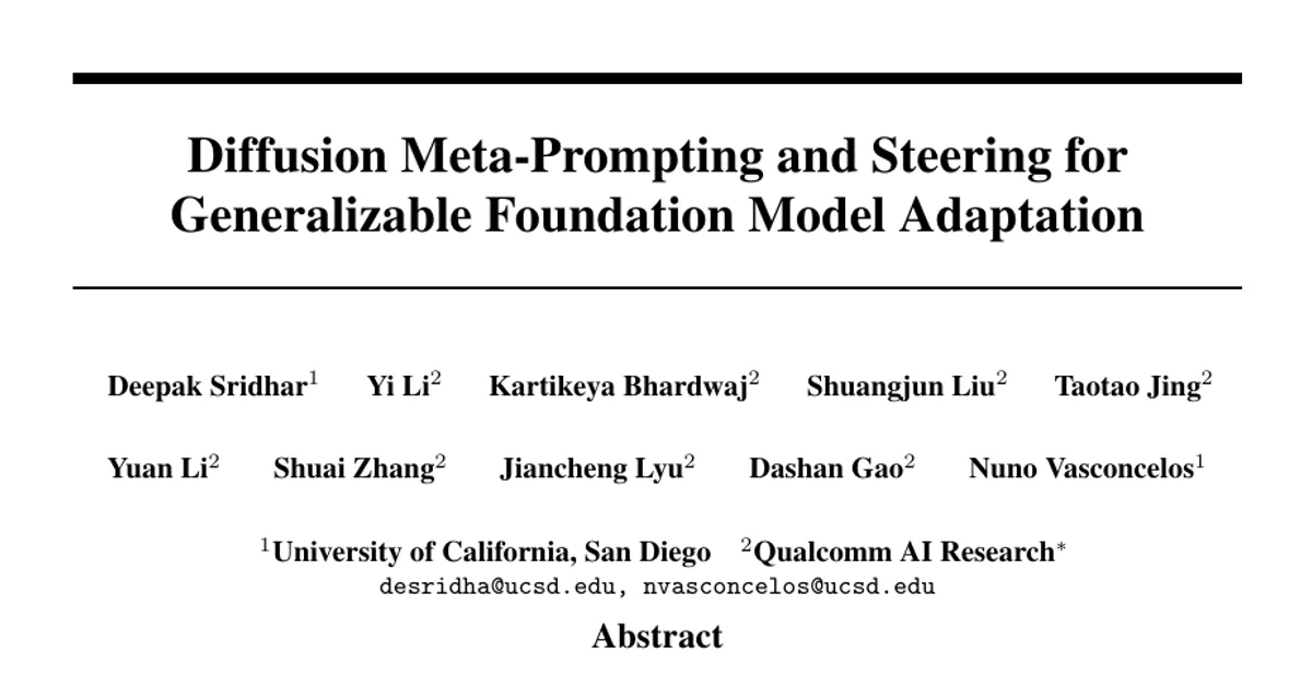 Diffusion Meta-Prompting and Steering for Generalizable Foundation Model Adaptation