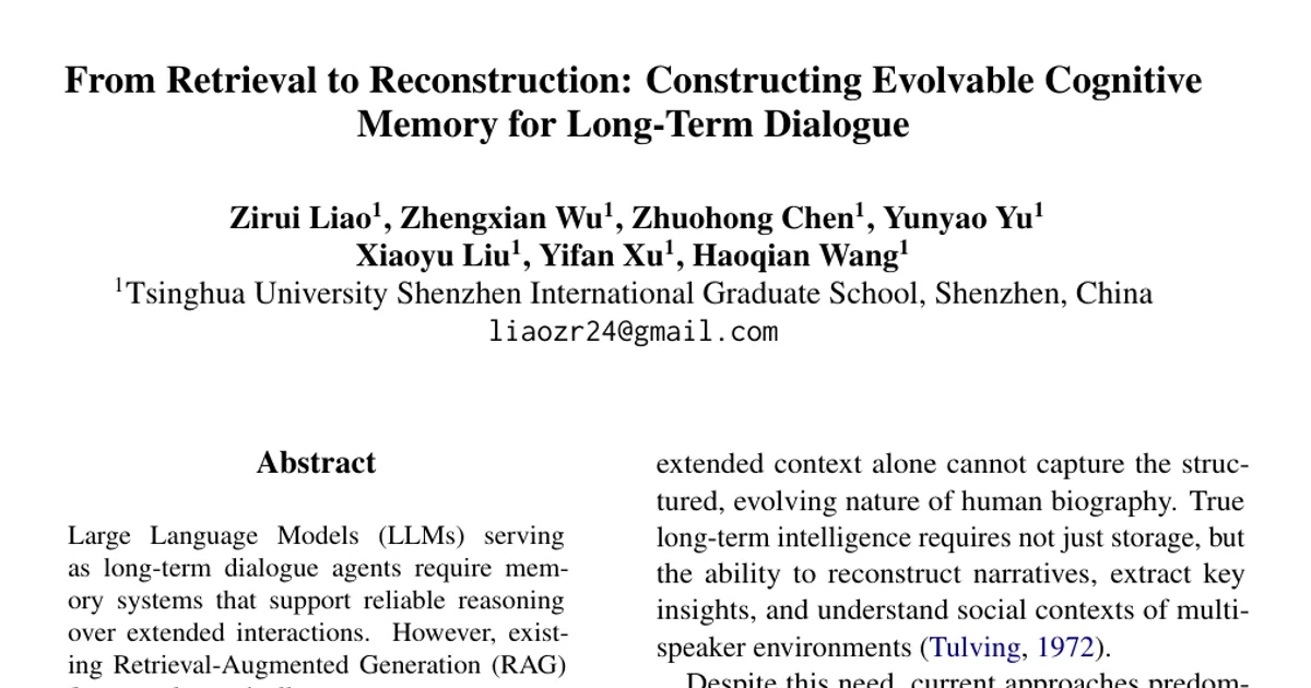 From Retrieval to Reconstruction: Constructing Evolvable Cognitive Memory for Long-Term Dialogue